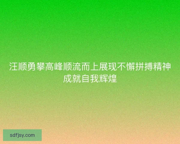 汪顺勇攀高峰顺流而上展现不懈拼搏精神成就自我辉煌