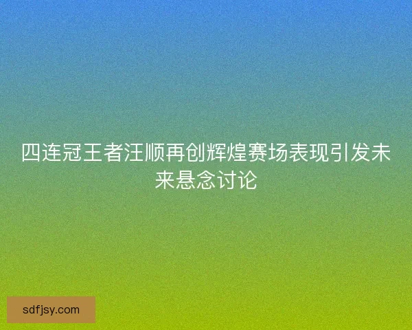 四连冠王者汪顺再创辉煌赛场表现引发未来悬念讨论