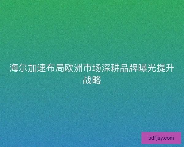 海尔加速布局欧洲市场深耕品牌曝光提升战略 海尔加速布局欧洲市场深耕品牌曝光提升战略